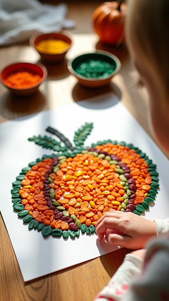 Dyed Pumpkin Seed Mosaics
