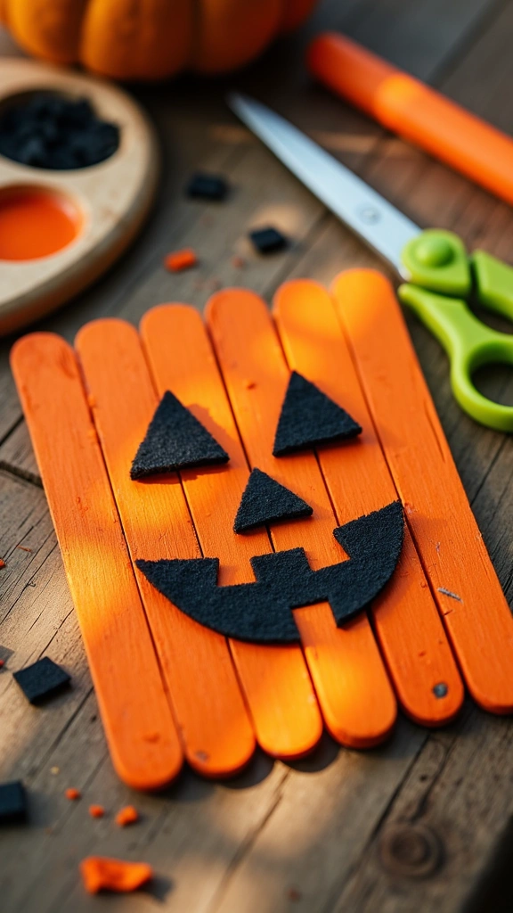 Popsicle Stick Jack-O-Lanterns