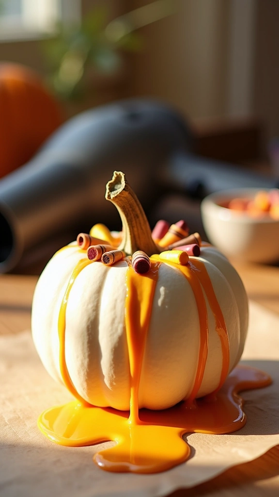 Melted Crayon Pumpkin Decorating