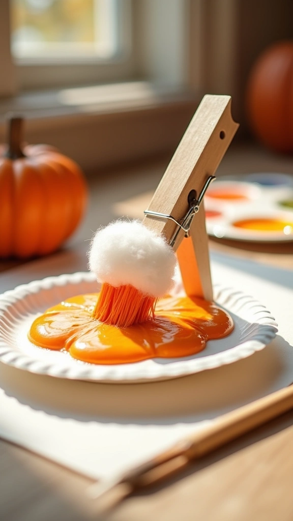 Cotton Ball Painted Pumpkins