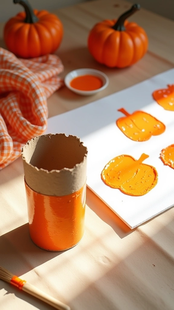 Cardboard Tube Pumpkin Stamps