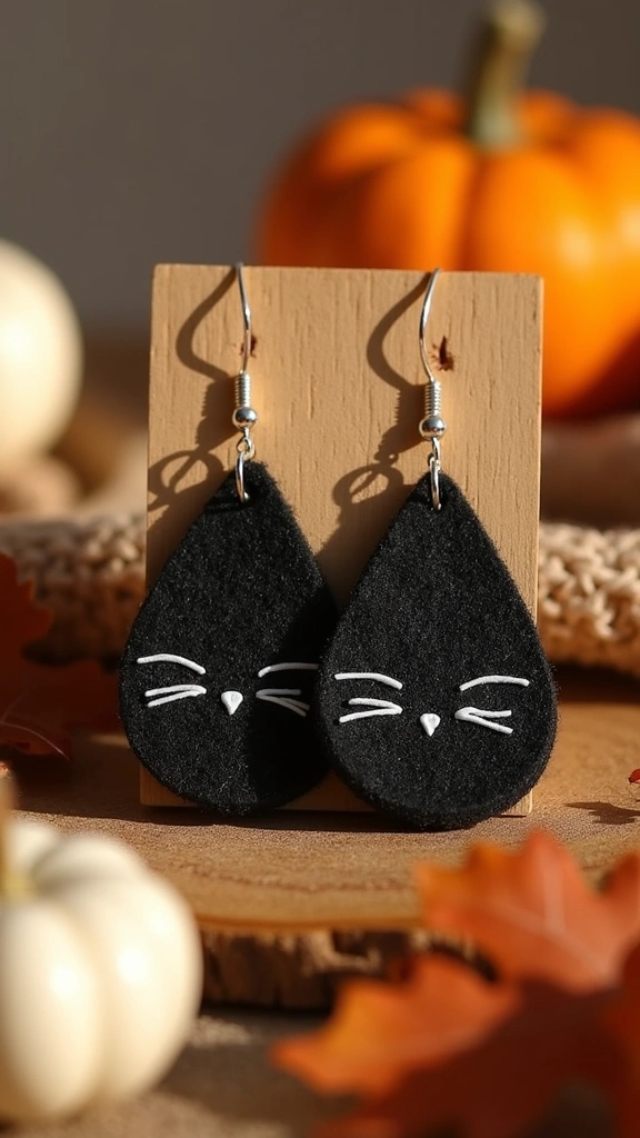 Black Cat Teardrop Earrings