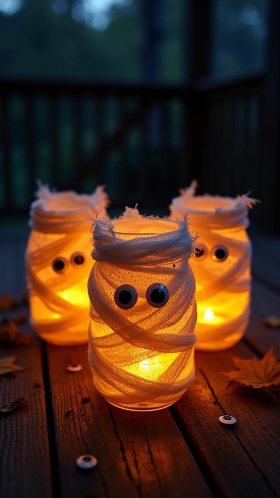 Cheesecloth Mummy Mason Jars