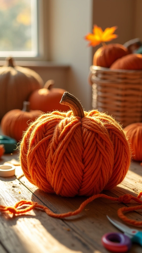 Yarn Wrapped Pumpkins