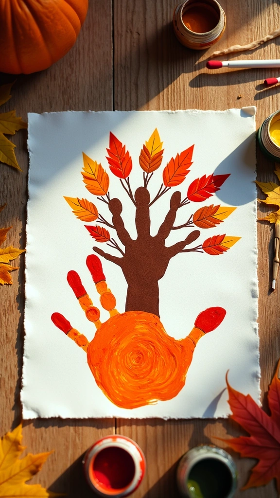Rustic Fall Tree with a Pumpkin Base