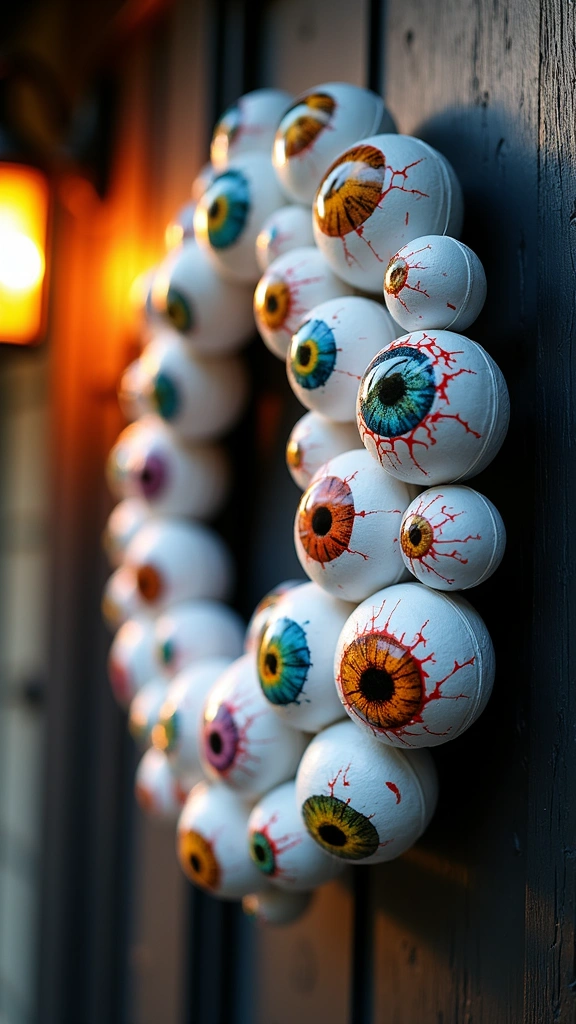 Creepy Ping Pong Eyeball Wreath