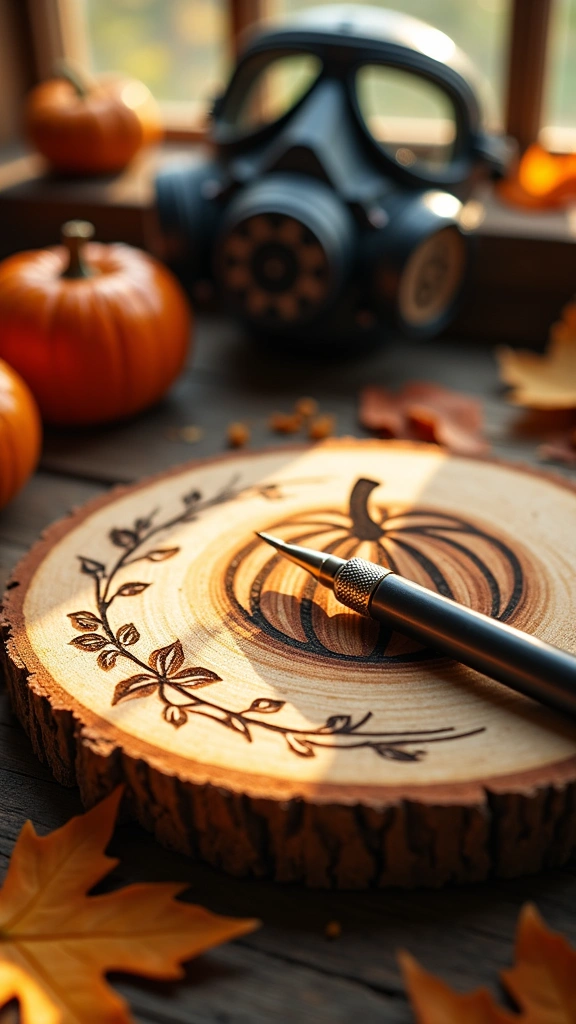 Wood Burned Pumpkin Art