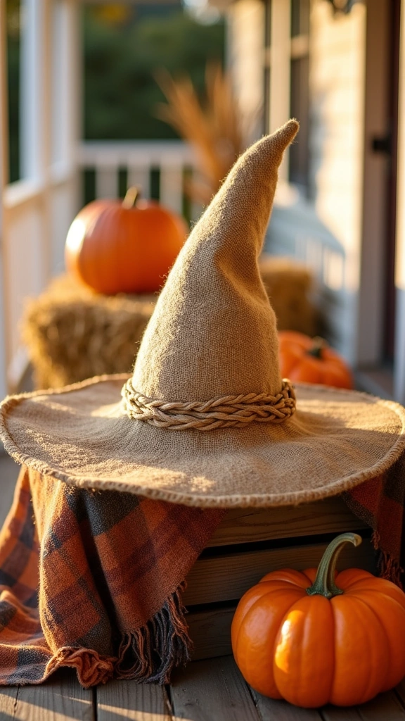 Rustic Burlap and Twine Porch Decor