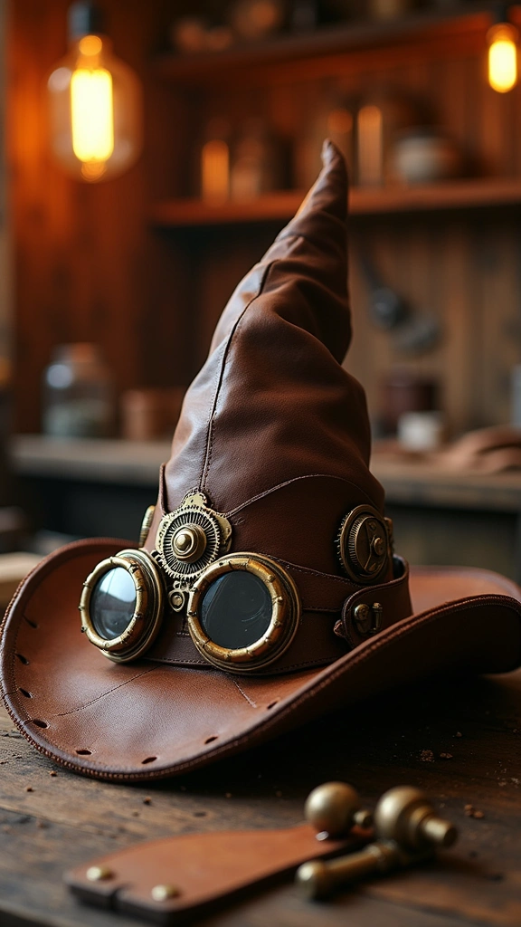 Faux Leather Steampunk Witch Hat