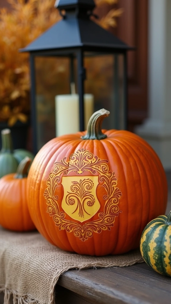 Elegant Monogram Etched Pumpkin