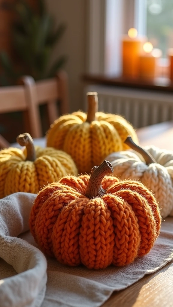 Knitted Chunky Yarn Tabletop Pumpkin
