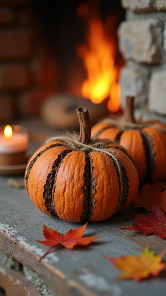 Rustic Wood Slice Mini Pumpkins