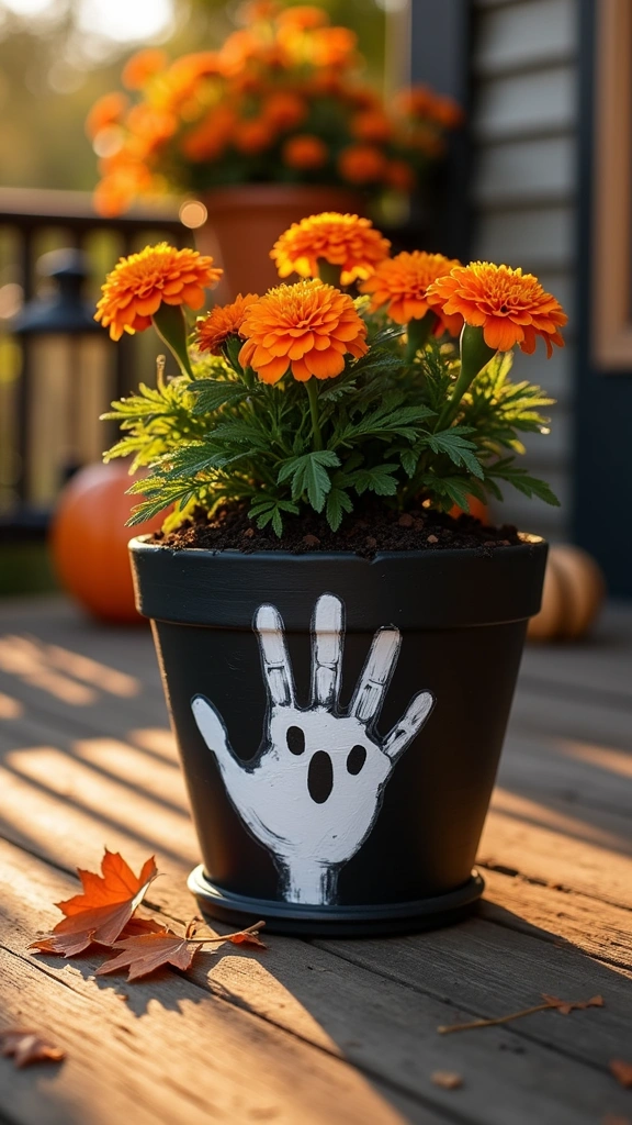 Clay Pot Handprint Ghost Planters