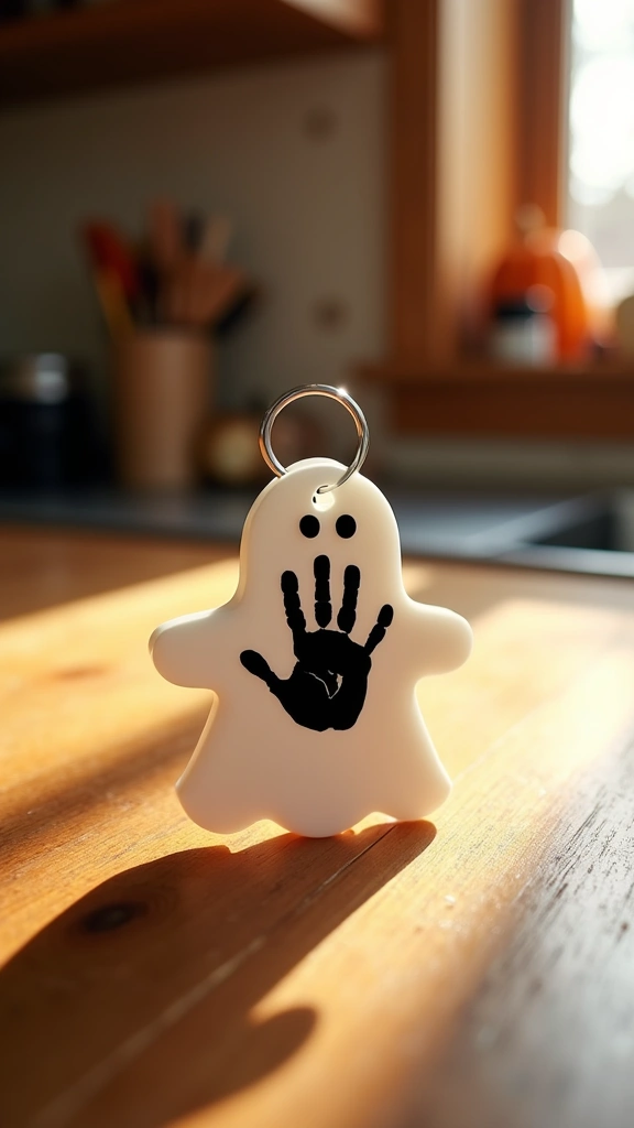 Shrinky Dink Handprint Ghost Keychains