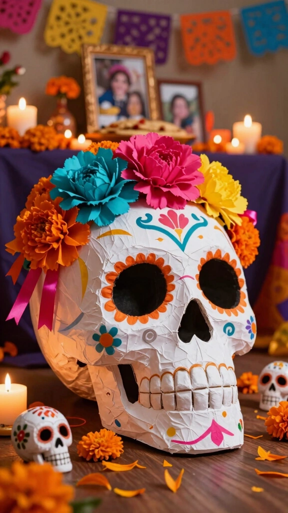 Giant Paper Mache Sugar Skulls