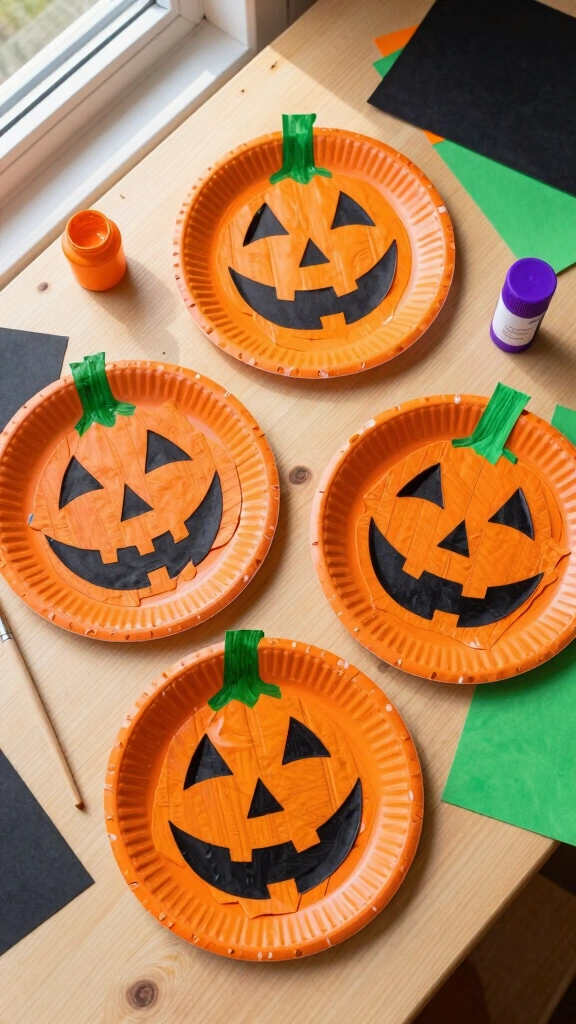 Paper Plate Jack-o'-Lanterns