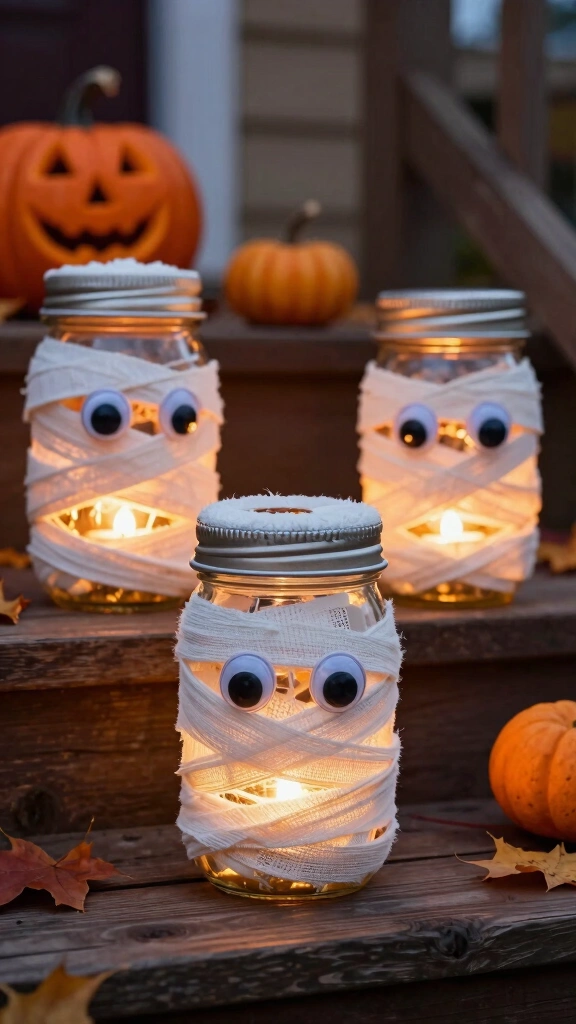 Mason Jar Mummy Lanterns