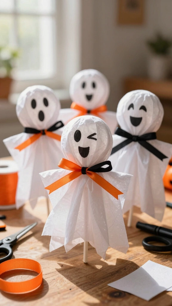 Tissue Paper Lollipop Ghosts