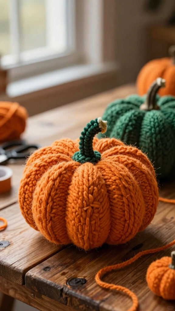 Yarn-Wrapped Pumpkins