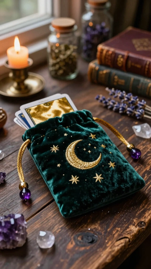 Embroidered Velvet Tarot Card Pouches