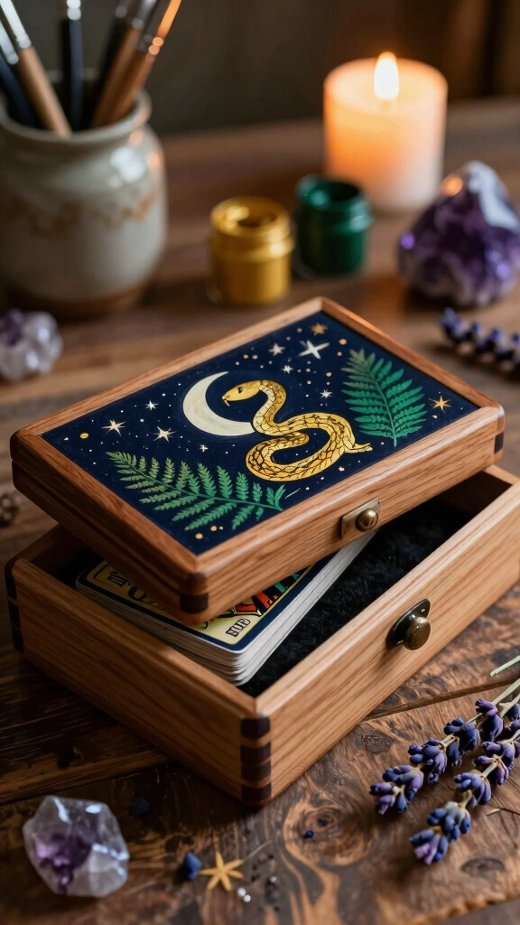 Hand-Painted Wooden Tarot Card Boxes