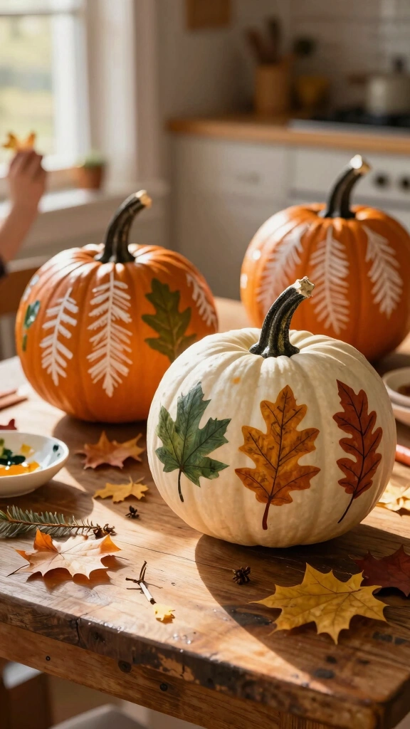 Nature Stamped Pumpkins