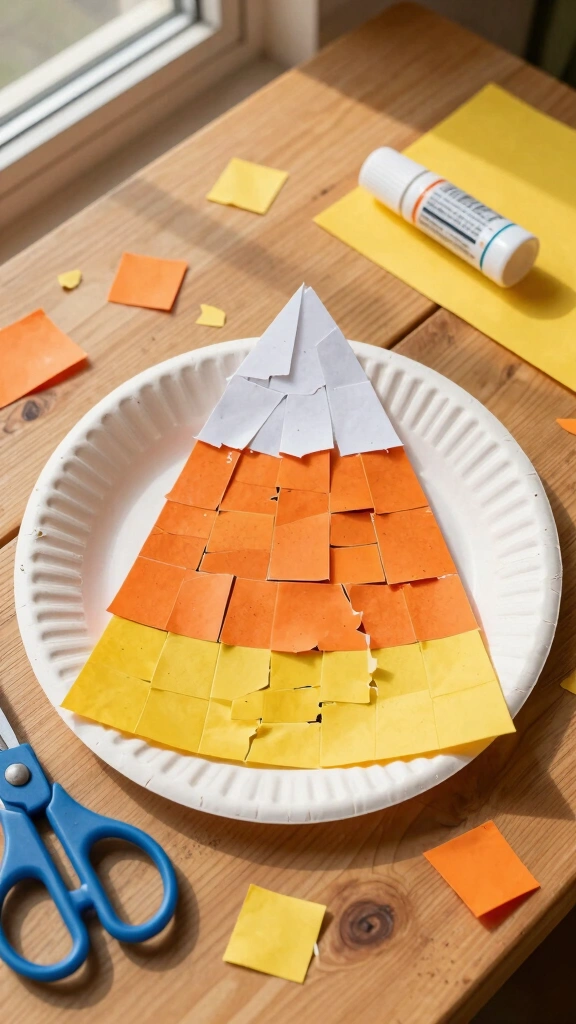 Mosaic Candy Corn Paper Plates
