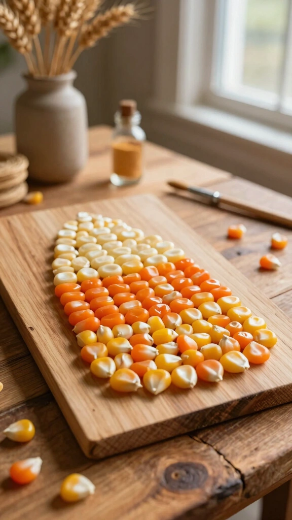 Dried Corn Kernel Candy Corn Art
