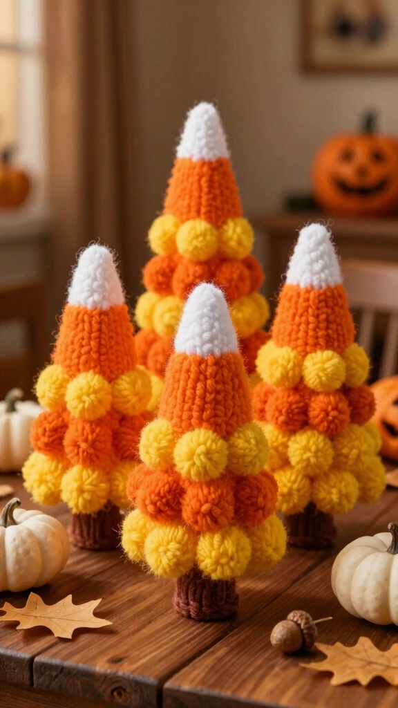 Candy Corn Pom-Pom Trees