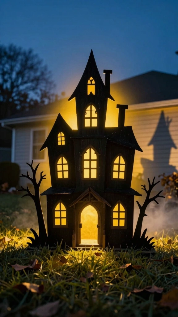 Creepy Haunted House Silhouette