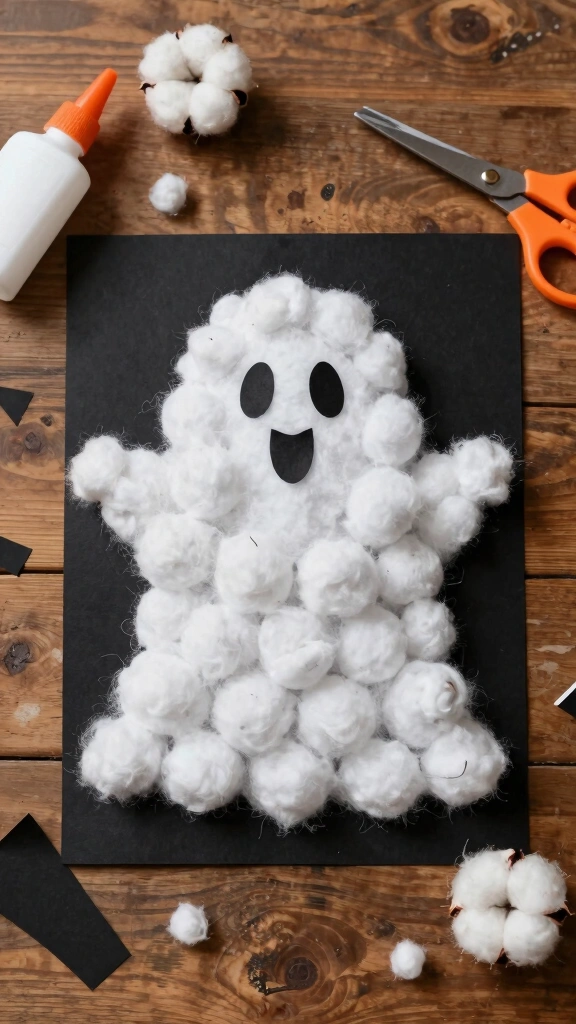 Cotton Ball Ghosts