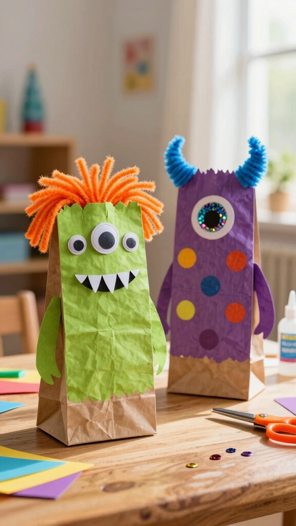 Paper Bag Monster Puppets