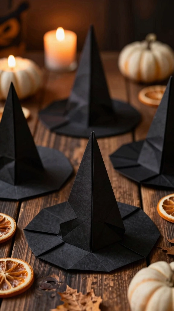 Origami Paper Witch Hats