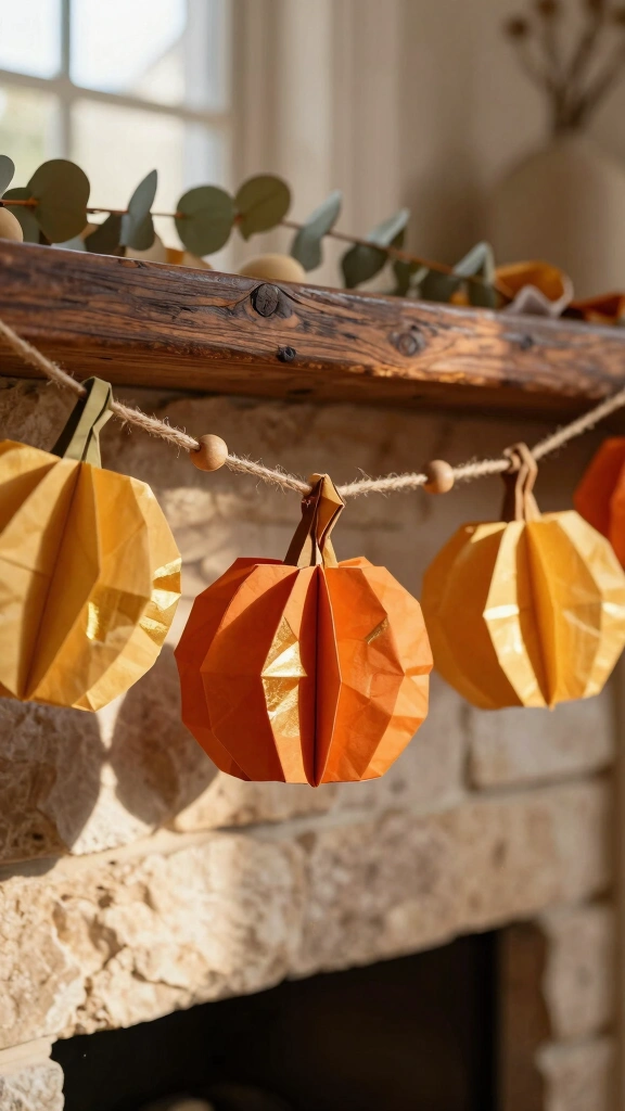 Origami Paper Pumpkin Garlands