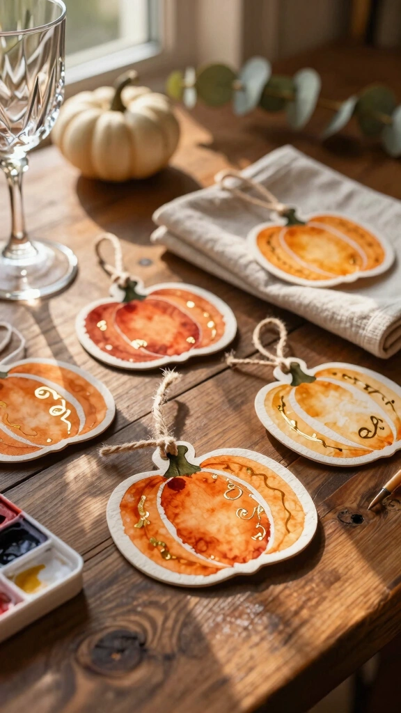 Watercolor Paper Pumpkin Gift Tags