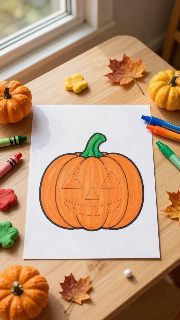 Pumpkin Prayer Tracing Worksheet for Toddlers