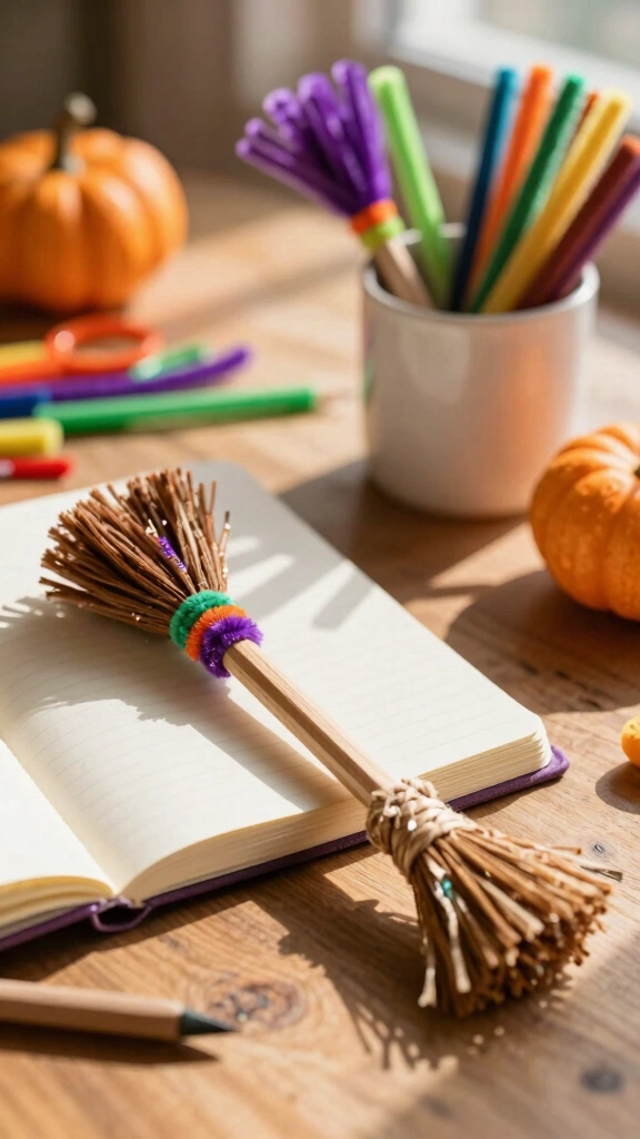 Witch's Broom Pencil Toppers