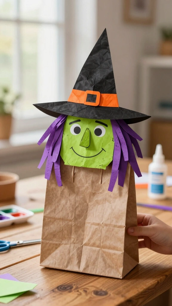 Paper Bag Witch Puppets