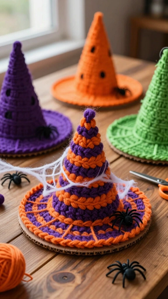 Yarn-Wrapped Witch Hats