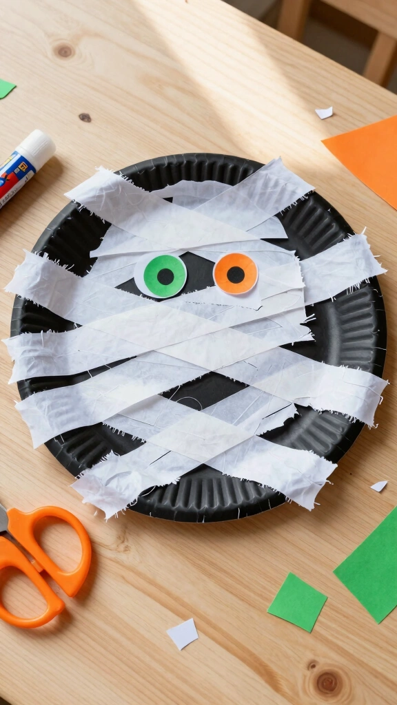 Paper Plate and Paper Strip Mummies