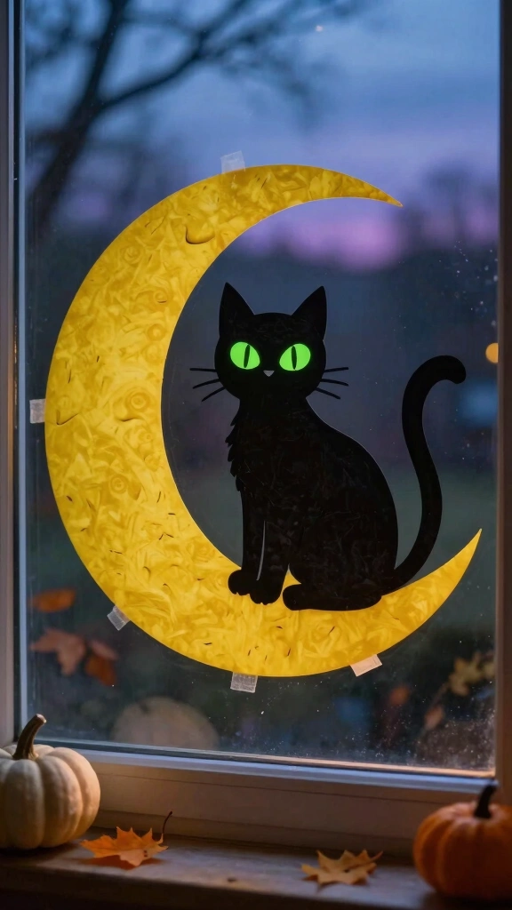 Construction Paper Black Cat Silhouettes