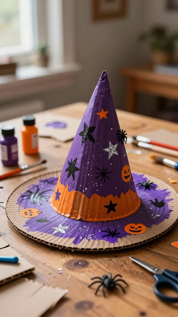 Upcycled Cardboard Witch Hat for Kids