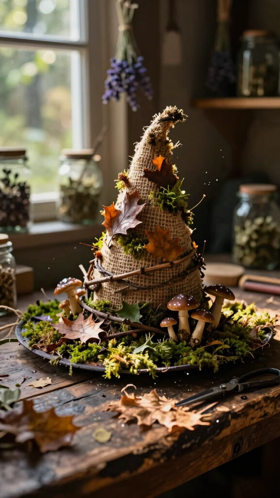 Nature-Inspired Moss and Twig Hat