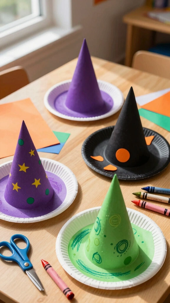 Paper Plate Witch Hats (Toddler-Friendly)