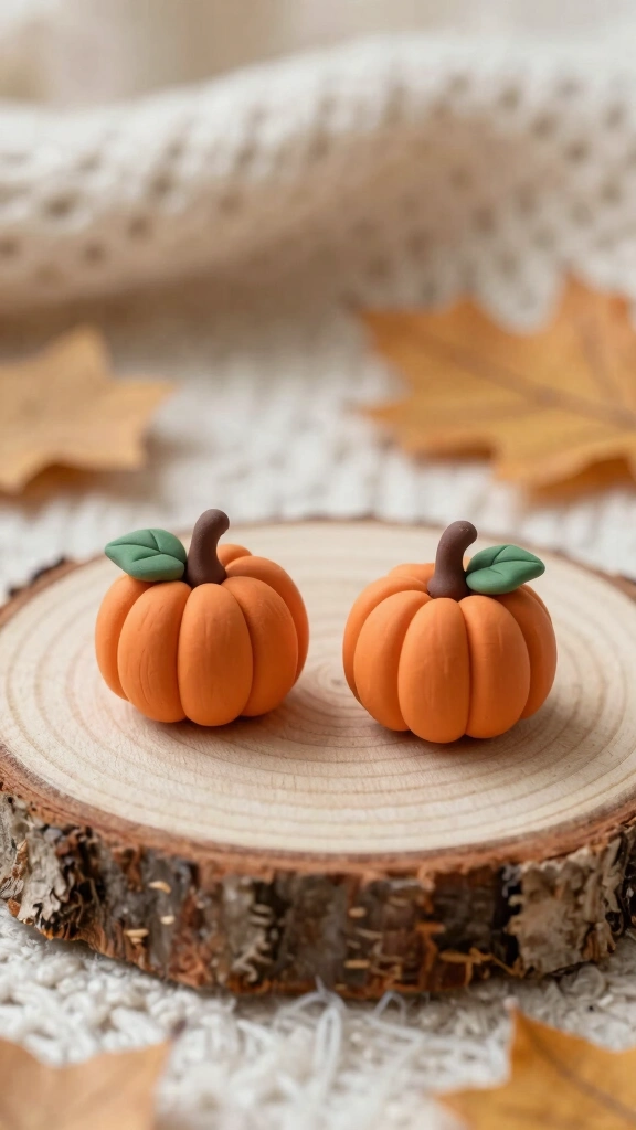 Mini Polymer Clay Pumpkin Studs