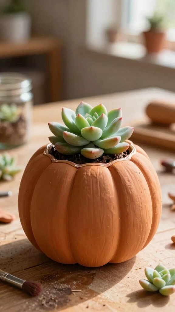 Terracotta Air-Dry Clay Pumpkin Planters