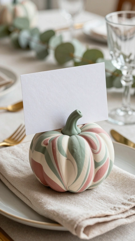 Marbled Pastel Pumpkin Place Card Holders