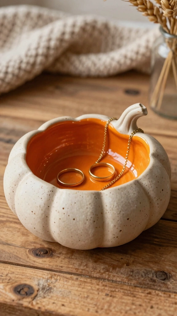 Speckled Stoneware Pumpkin Trinket Dishes