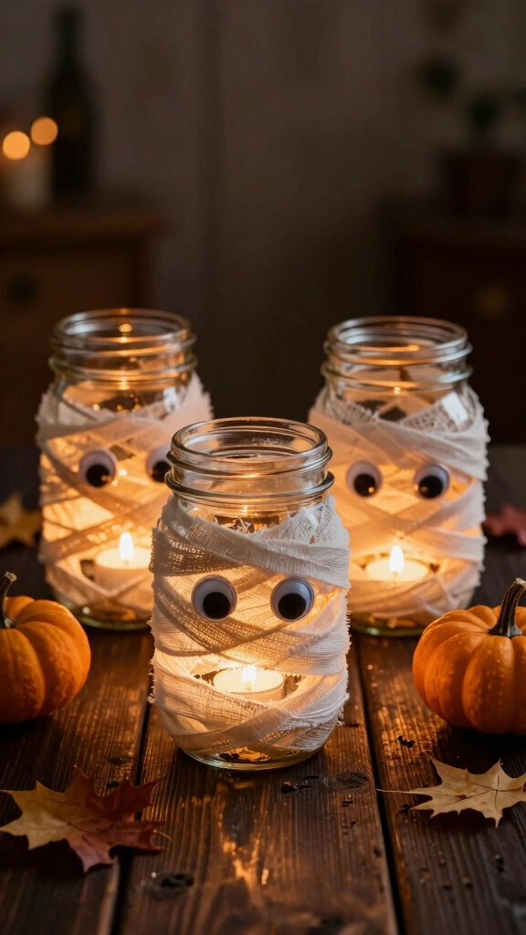 Mason Jar Mummy Lanterns
