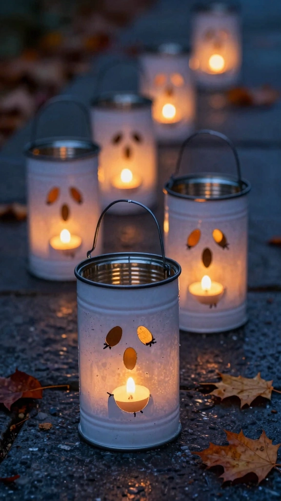 Tin Can Ghost Lanterns